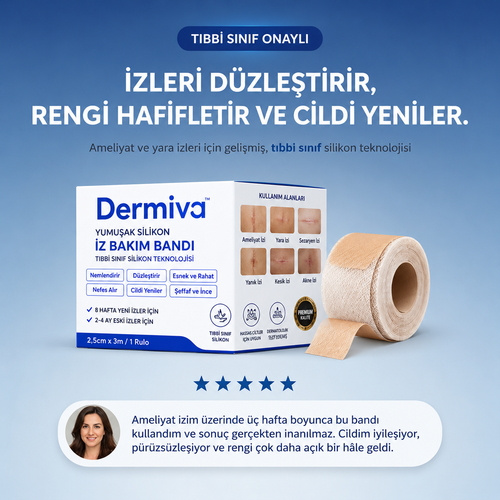 Dermiva Premium Silikon İz Bandı | Ameliyat ve Yara İzleri İçin
